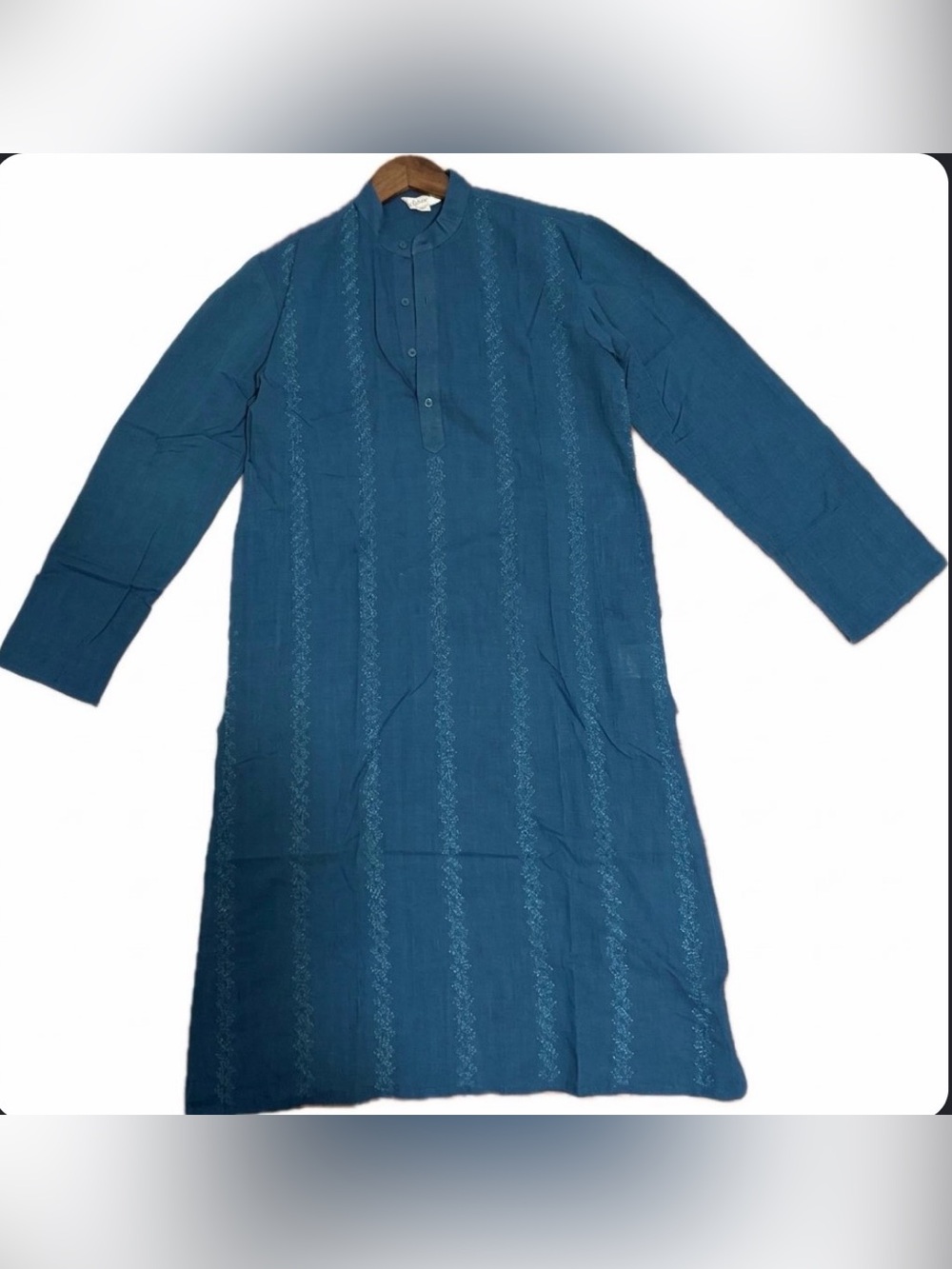 Men's Teal Embroidered Kurta